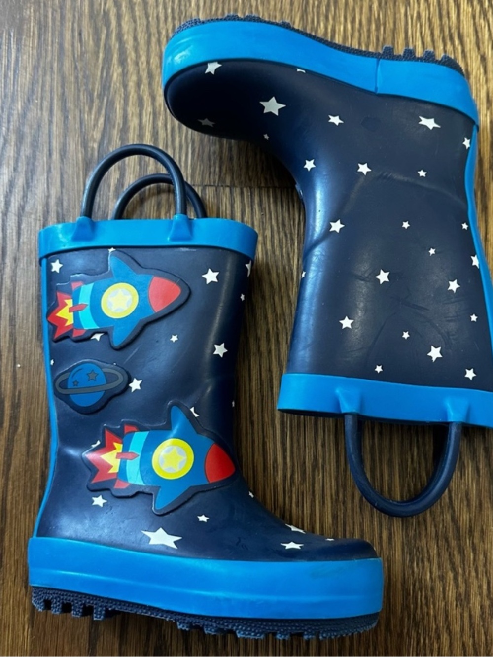 Cat & Jack Blue Rocket Rain Boots, toddler size 5